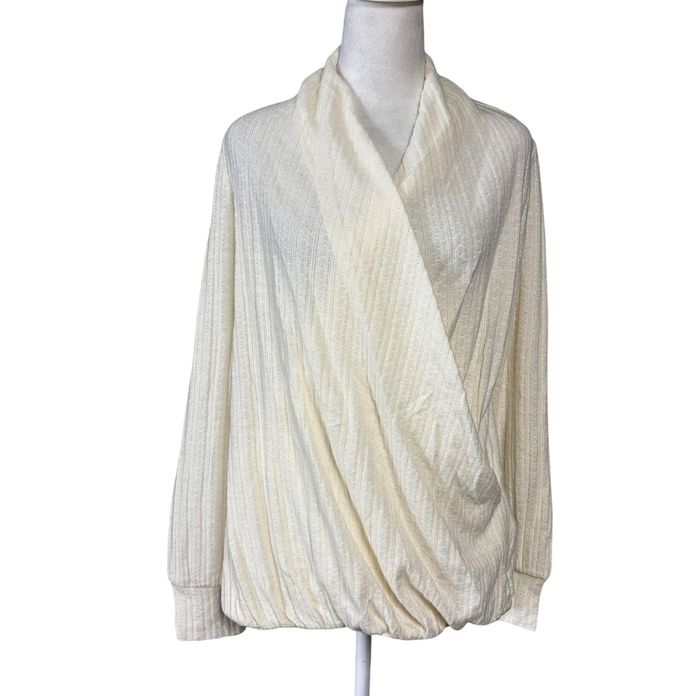 Maeve Anthropologie Sweater Wrap Womens S White Surplice Knit Pullover Ivory NEW